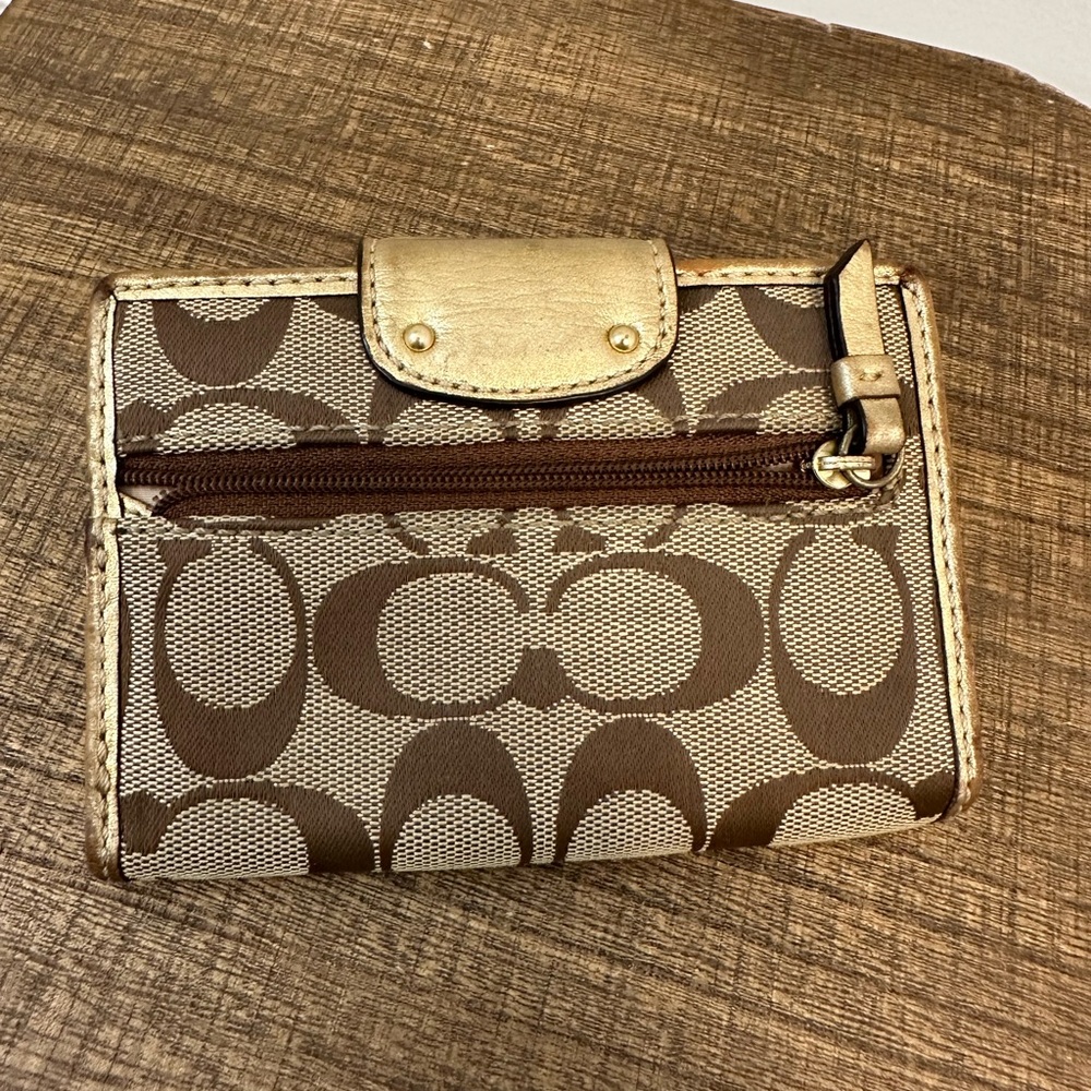 Tan and gold Coach Wallet - Picture 2 of 7